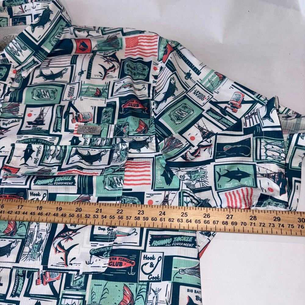 Ocean Coast Men's XL Fishing Button Up Shirt All Over Nautica Print‎ - Picture 6 of 10